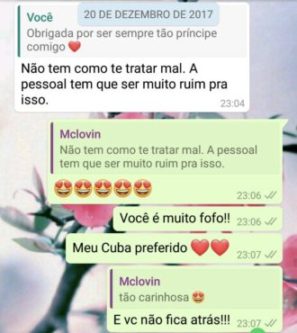 WhatsApp Sara Müller e Cuba Gooding Jr.