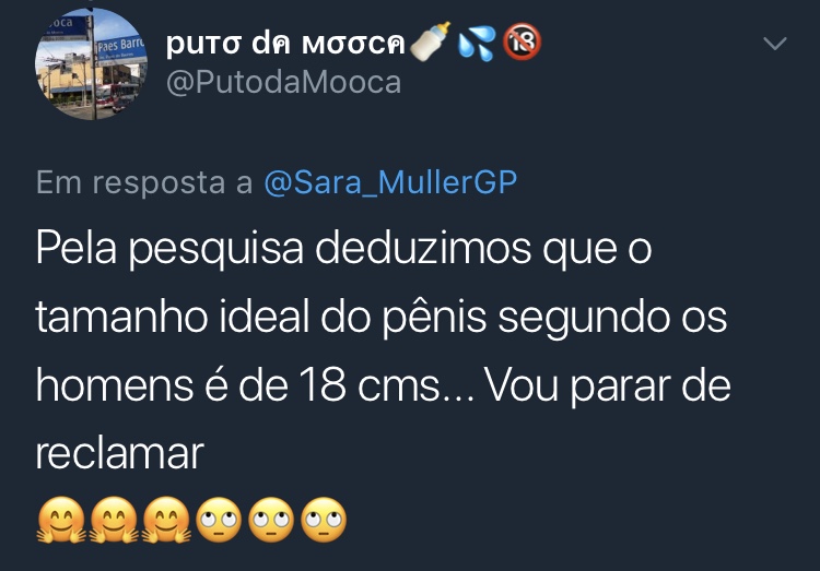 Resposta Enquete Twitter Sara Müller @PutodaMooca