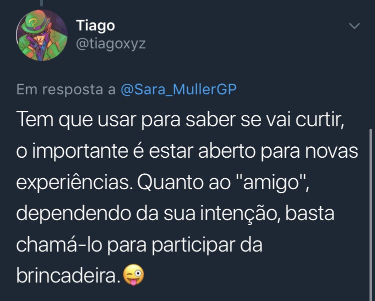 Print Resposta Enquete Twitter @tiagoxyz Tiago